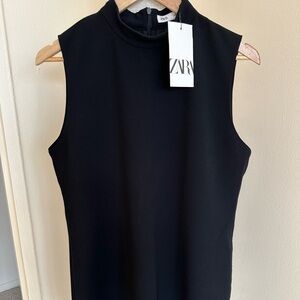 Zara Black Sleeveless High-Neck Dress